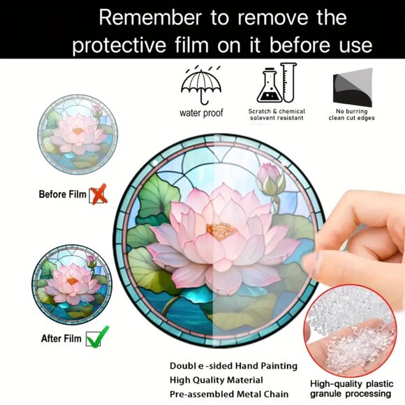 6" Pink Lotus Acrylic Suncatcher - Picture 3 of 4